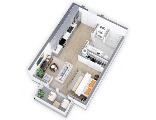 Floor plan for studio, 1 bath, 440 sqft